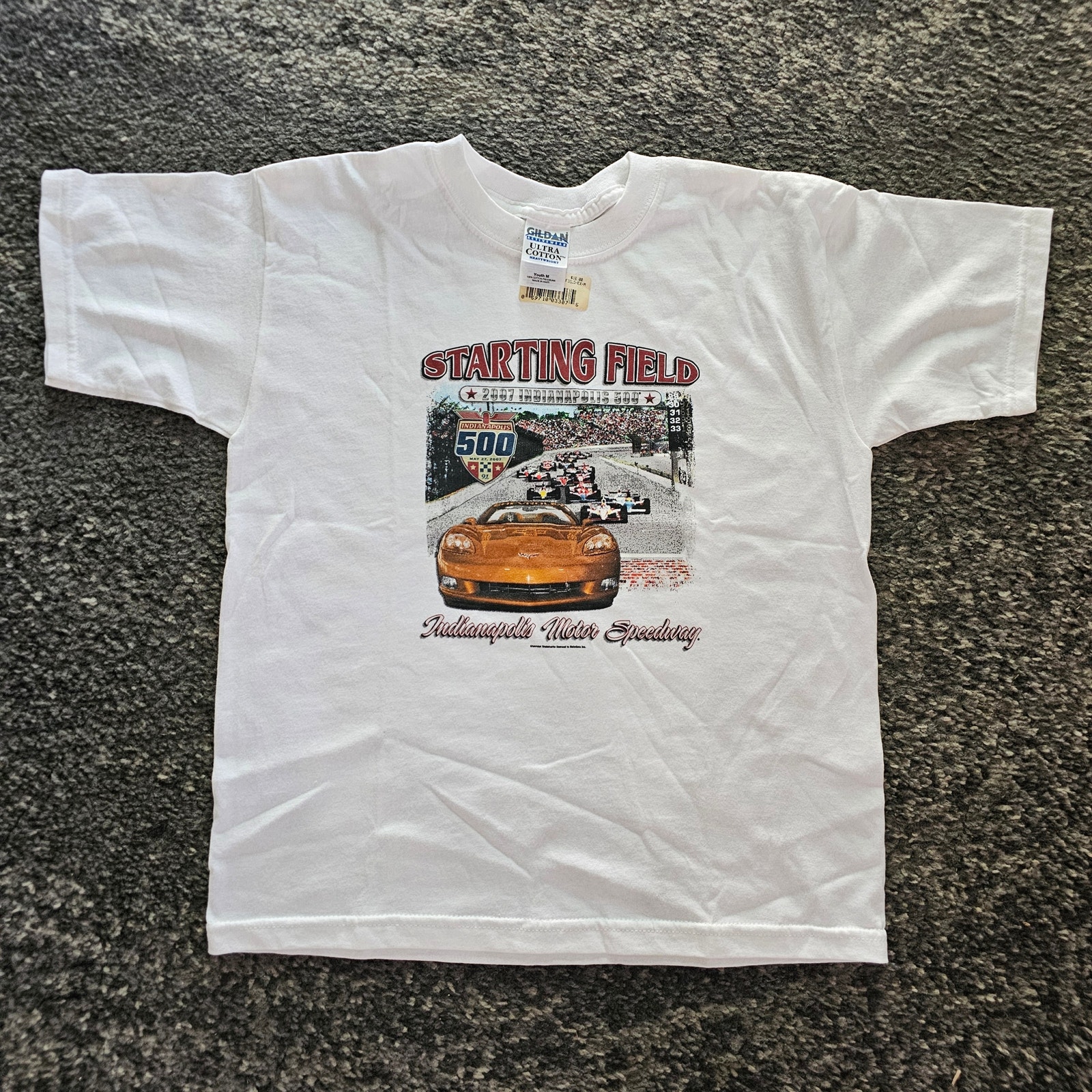 2007 Indianapolis 500 Boys Tee Shirt Size Medium New Old Stock White